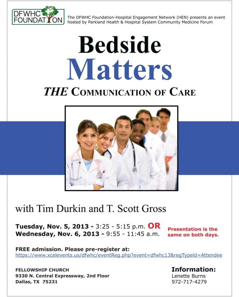 DFWHC Foundation HEN to present “Bedside Matters”