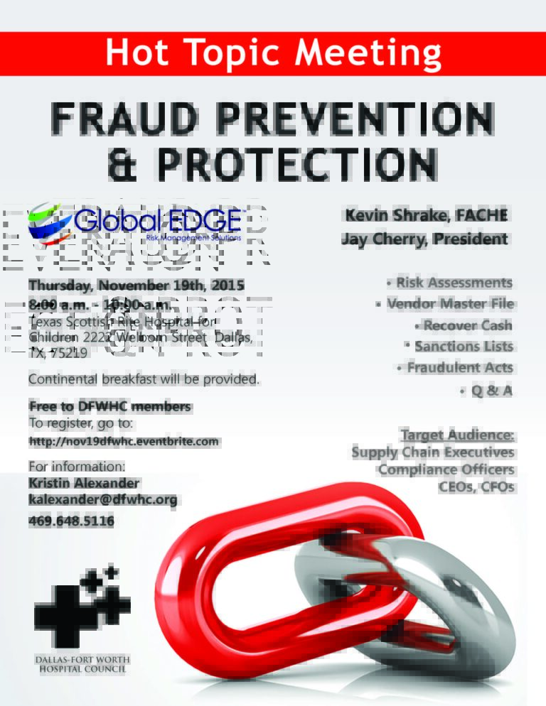 DFWHC’s “Fraud Prevention” meeting set for next Thursday
