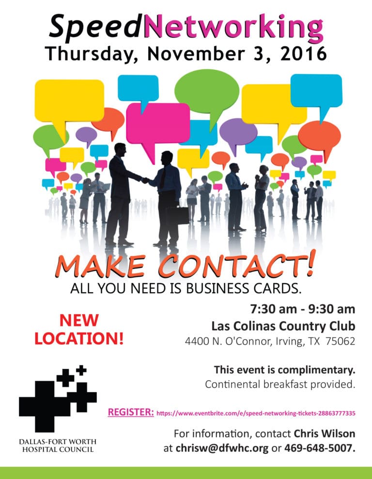Fall edition of DFWHC’s Speed Networking set for Nov. 3
