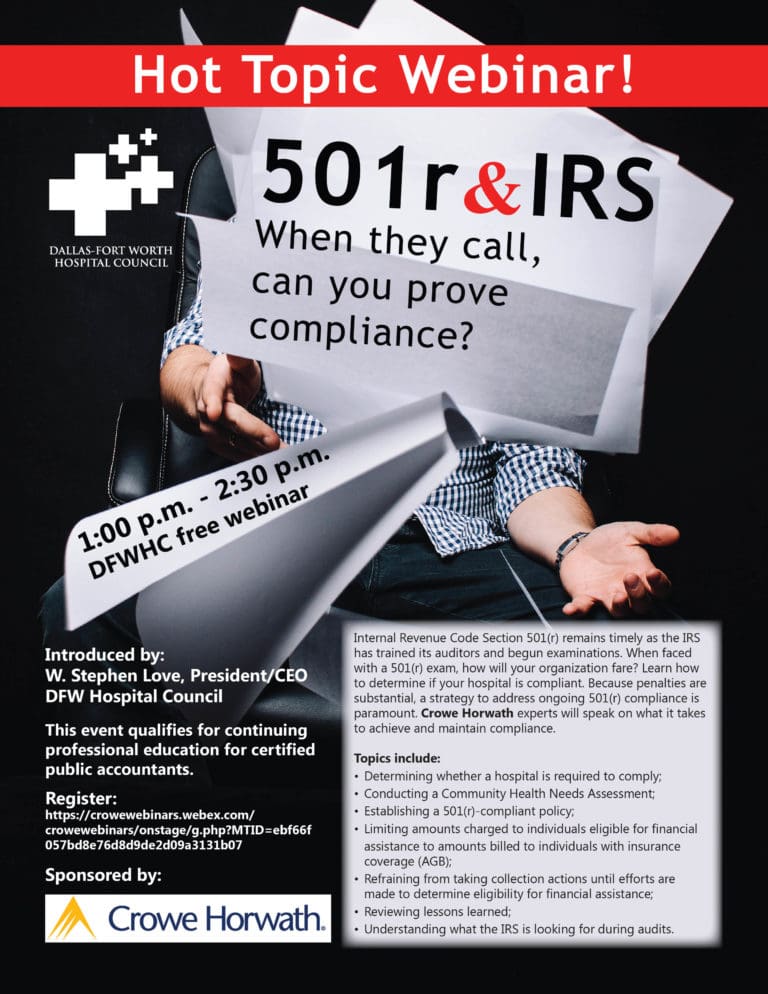 April 13 webinar “501r & IRS” qualifies for CPA continuing education