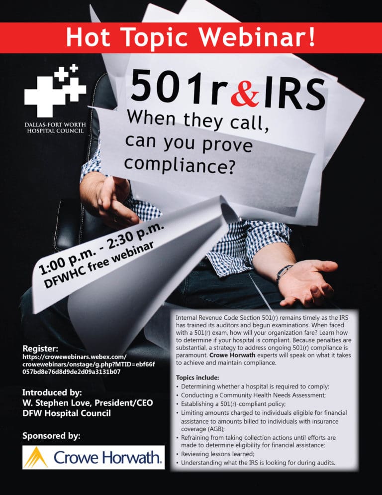 DFWHC to host April 13 webinar “501r and IRS”