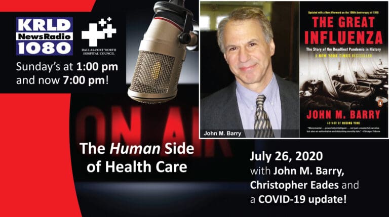 “Great Influenza” author John Barry interviewed for Sunday’s “The Human Side of Health Care”